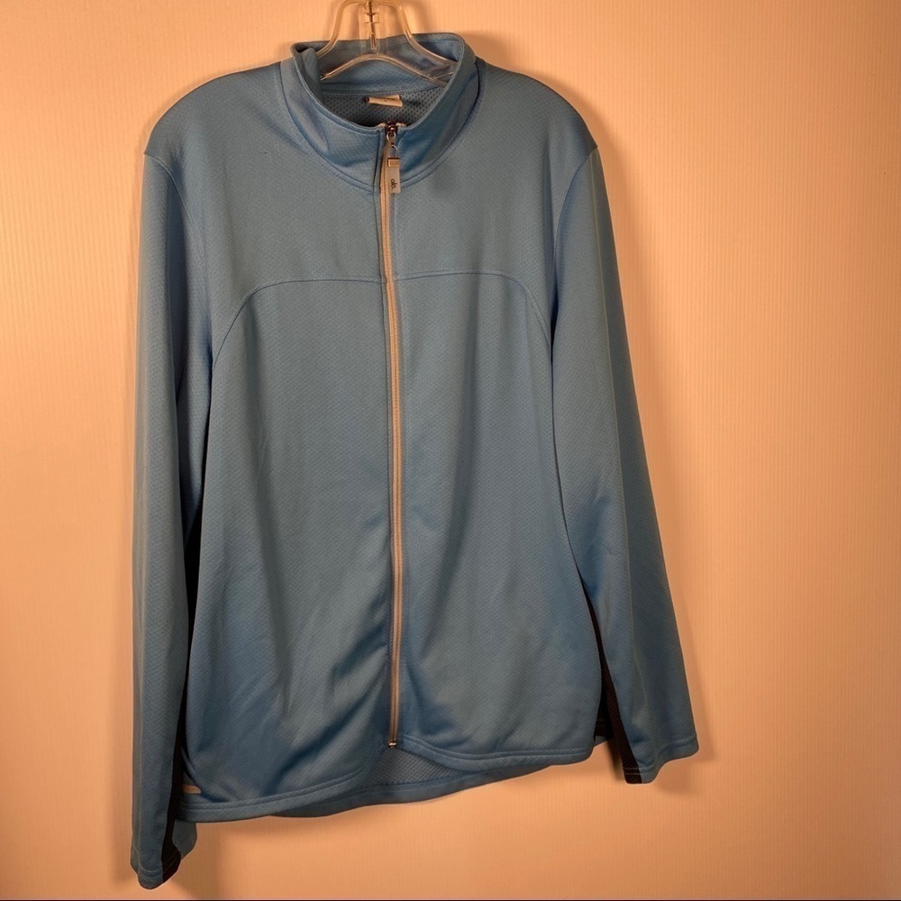 ALO YOGA Jacket. Zip front. Turquoise/Navy. Size L